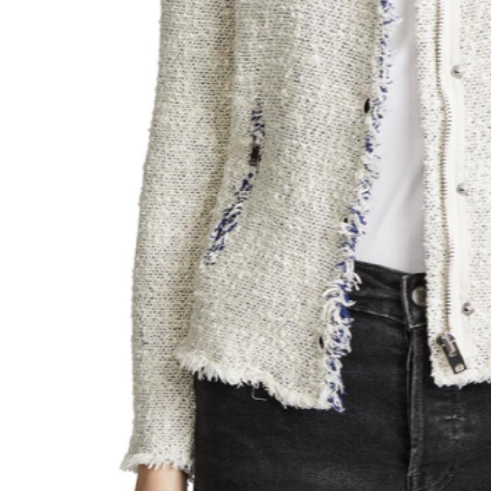 Agnette Tweed Jacket In White Blue - Picture 4 of 6